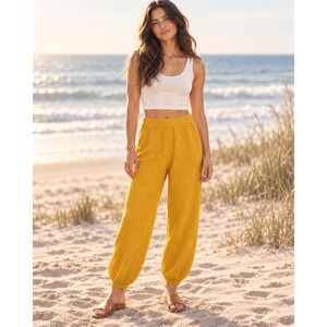 Free People FP Beach Women's Medium Mustard Cotton Knit Jogger Pants
